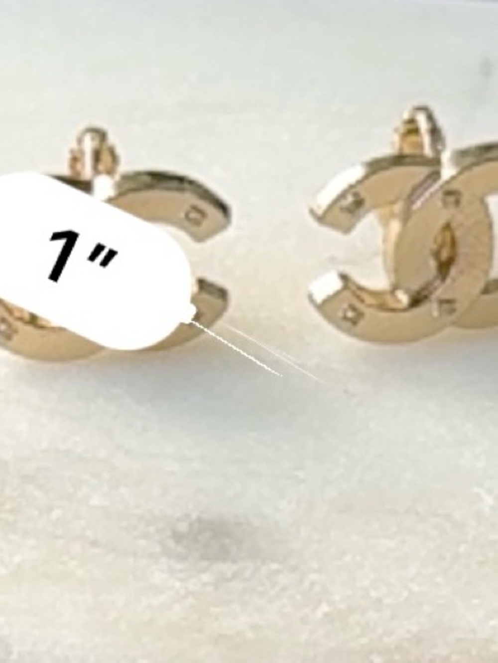 CHANEL button 1” custom Earrings Gold CC repurposed from authentic accessories - Picture 3 of 8